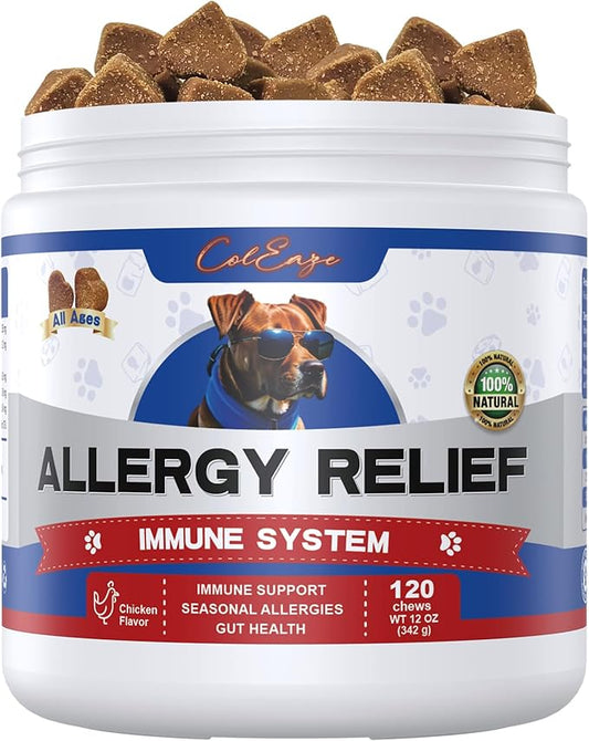 Dog Allergy Relief Chews,with Omega-3 Fish Oil&Probiotics Itching Skin Allergy Medicine for Dogs,Effectively Anti Itch and Paw Licking-Skin Dry & Hot Spots-Seasonal Allergies-Chicken