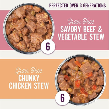 Health Extension Variety Pack of Wet Dog Food Chunky Chicken Stew Canned and Savory Beef & Vegetable Stew Canned - 12.5 Oz / 374g Each, Gluten & Grain-Free, Added Vitamins & Mineral