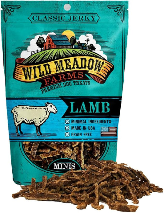 Wild Meadow Farms - Classic Lamb Minis, Soft Jerky Training Treats for Dogs, Grain-Free, All-Natural & Perfectly Sized for Training, High-Value Rewards in a Convenient 3.5 Ounce Pouch