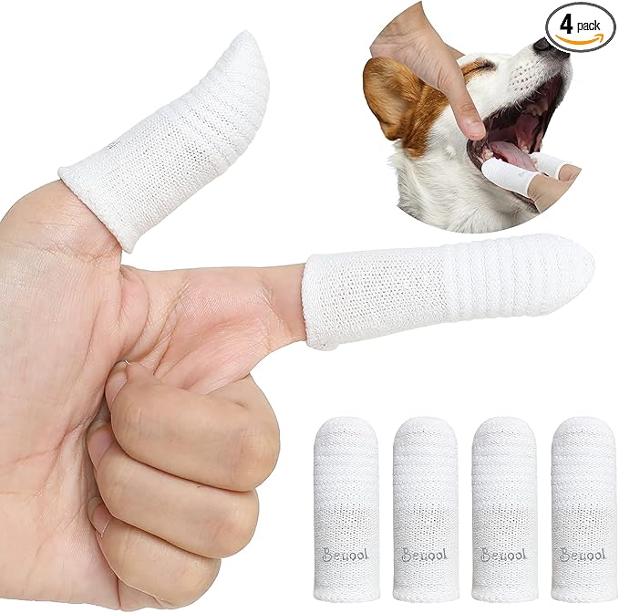Dog Toothbrush Cat Toothbrushes-Fingers Toothbrushes for Dog Cats Teeth Cleaning, Washable&Comfortable&Durable, 1 Set for Two Fingers, Includes 2 Sets White