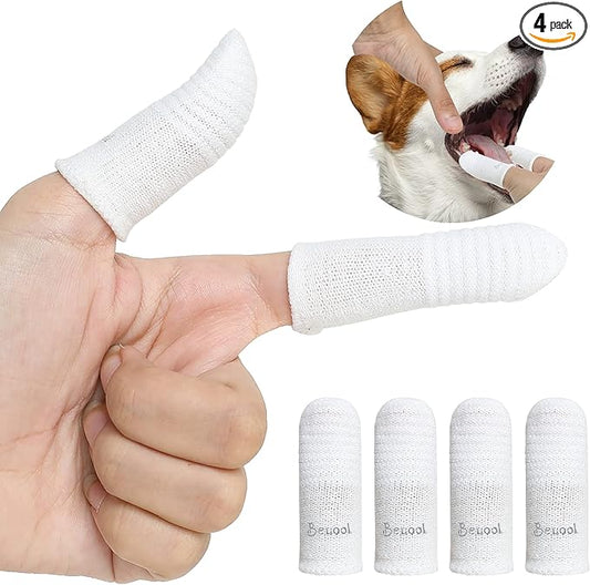 Dog Toothbrush Cat Toothbrushes-Fingers Toothbrushes for Dog Cats Teeth Cleaning, Washable&Comfortable&Durable, 1 Set for Two Fingers, Includes 2 Sets White