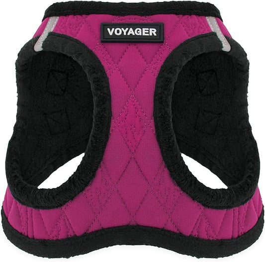 Voyager Step-In Plush Dog Harness – Soft Plush, Step In Vest Harness for Small and Medium Dogs by Best Pet Supplies - Harness (Red Rose Plush), XL (Chest: 20.5 - 23")