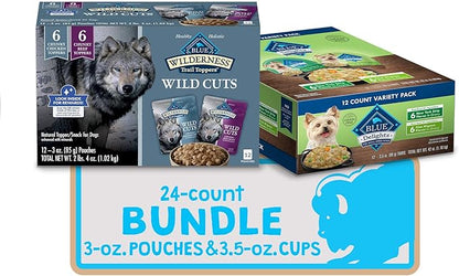 Blue Buffalo Wet Dog Food Cups and Toppers Bundle