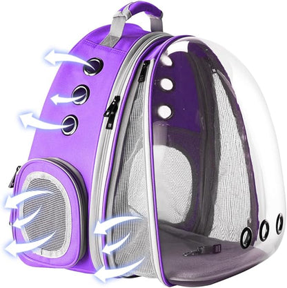 Expandable Cat Backpack Carrier, Fit up to 20 lbs, Space Capsule Astronaut Bubble Window Pet Backpack for Large Cat and Small Puppy (Purple, Front Extension)