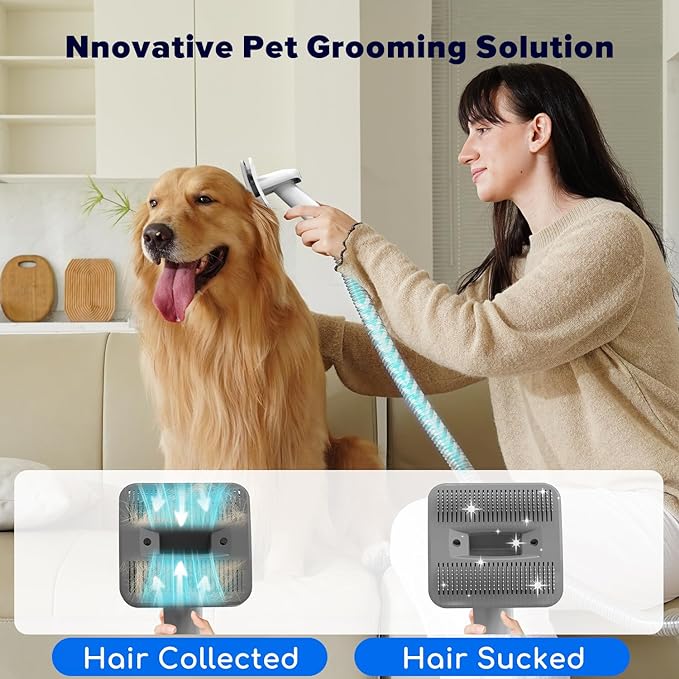 Dog Grooming Kit & Dog Hair Vacuum,15000 Pa Powerful Suction, Pet Grooming Vacuum Removes 99% Pet Hair, includes Clippers, Brush, Nail Trimmer Grinder, Stainless Steel
