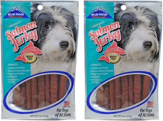Blue Ridge Naturals Oven Baked Salmon Jerky Dog Treats, 6oz (2-Pack)