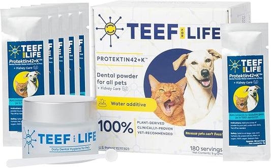Protektin42+K Dental prebiotic Dog Dental Water additive+K Plant-Derived Daily Dental Care for All Pets (Sodium-Free), Dental Water Additive for Life