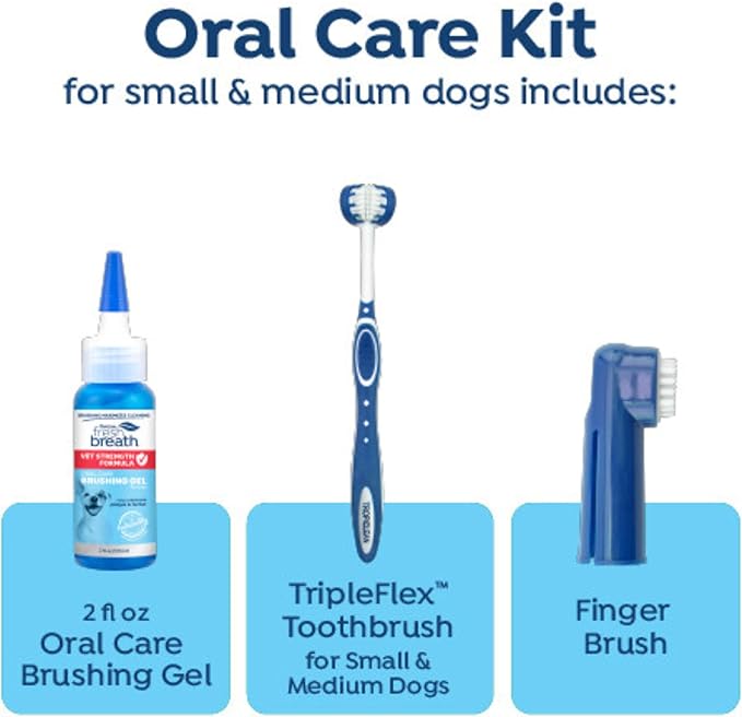 Fresh Breath Certified Wellness Collection Vet Strength Oral Care Kit for Small & Medium Dogs - Removes Plaque & Tartar - Freshens Bad Dog Breath - Teeth Cleaning Kit