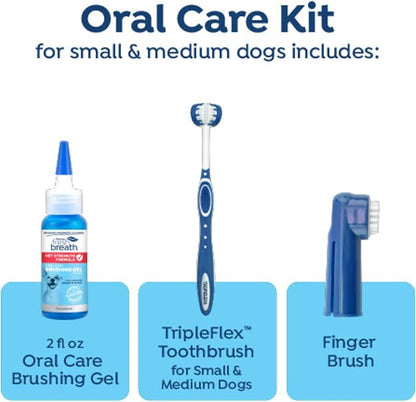 Fresh Breath Certified Wellness Collection Vet Strength Oral Care Kit for Small & Medium Dogs - Removes Plaque & Tartar - Freshens Bad Dog Breath - Teeth Cleaning Kit