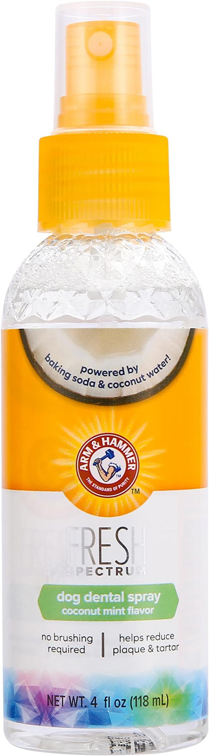 ARM & HAMMER Fresh Spectrum Coconut Mint Dog Dental Spray, 118ml, Best Dental Care for Dogs, Removes Plaque & Tartar, Freshens Breath, Gum & Teeth Cleaning, No Brushing, Easy to Use Pet Oral Hygiene