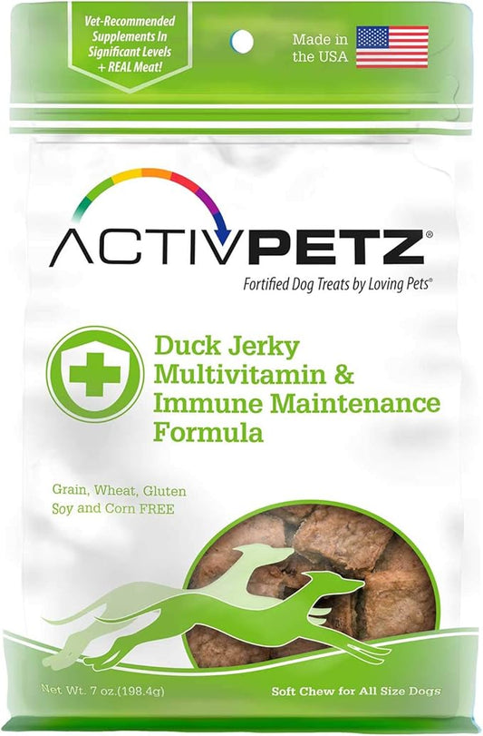 Loving Pets Activpetz Duck Jerky Multivitamin & Immune Maintenance Formula Dog Treat, 7 Oz