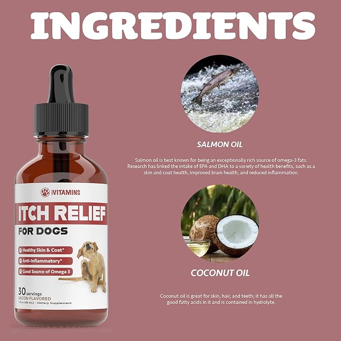 Itch Relief for Dogs | Dog Itch Relief | Helps to Naturally Relieve Itching, Allergies, & More by Improving the Skin & Coat Health | Allergy Relief for Dogs Itching | Dog Itching Skin Relief | 1 fl oz