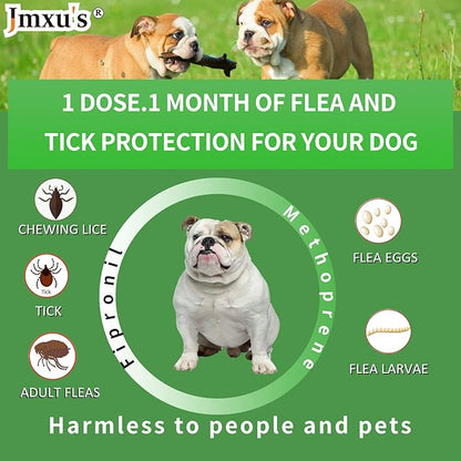 Flea and Tick Prevention for Dogs, Dog Flea & Tick Control with Fipronil, Long-Lasting and Fast-Acting Topical Flea & Tick Treatment Drops for Medium Dogs, 23 to 44 lbs, 3 Doses