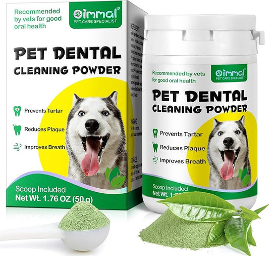 Teeth Cleaning Powder for Dogs, Dog Breath Freshener, Dental Powder for Dogs Teeth with Probiotics Help Reduce Bad Breath, Plaque Tartar Remover, Dog Tooth Powder for Small, Medium, Large Dogs 50g