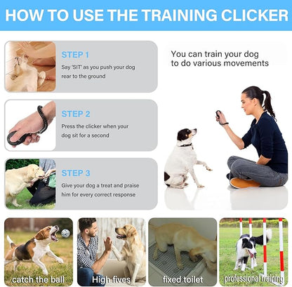 Dog Training Kit include Dog Training Clicker with Wrist Strap, Dog Whistle with Black Strap Lanyard, Dog Flying Discs, Dog Toy Balls, Suitable for Small Medium Dogs Training Tools (light-colored)