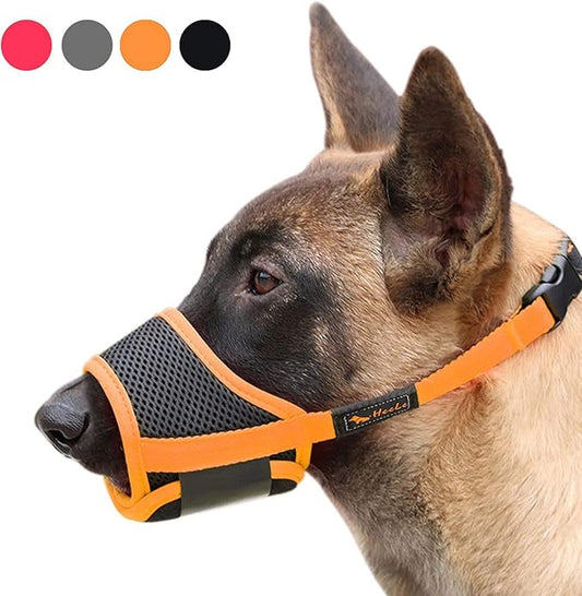 HEELE Dog Muzzle,Soft Nylon Muzzle Anti Biting Barking Chewing,Air Mesh Breathable Drinkable Adjustable Loop Pets Muzzle for Small Medium Large Dogs 4 Colors 4 Sizes(XS)