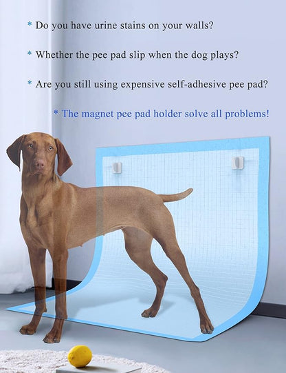 Pee Pad Holder for Dogs Potty Training Pad Magnetic Wall Holder for Leg-Lifting Dogs & Marking in The House Compatible with Any Size of Puppy Pee Pads (White)