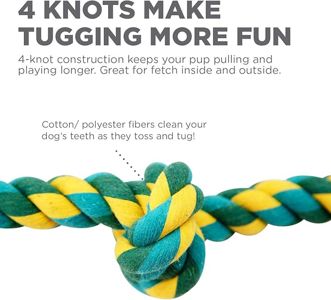 Outward Hound Ropiez 4-Knot Rope Tug Dog Toy, 2-Pack - Chew, Toss, Play, Large