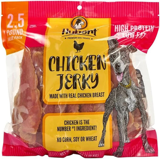 Hubert Pet Premium Chicken Jerky Dog Treats, Grain Free, Low Ingredient, USA Tested, 2.5 lbs Super Value Pack