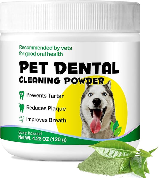 Teeth Cleaning Powder for Dogs, Pets Dental Formula Dog Dental Powder, Dog Tartar Remover for Teeth with Probiotics, Dog Tooth Powder That Can Remove Plaque & Bad Breath (4.2 oz)
