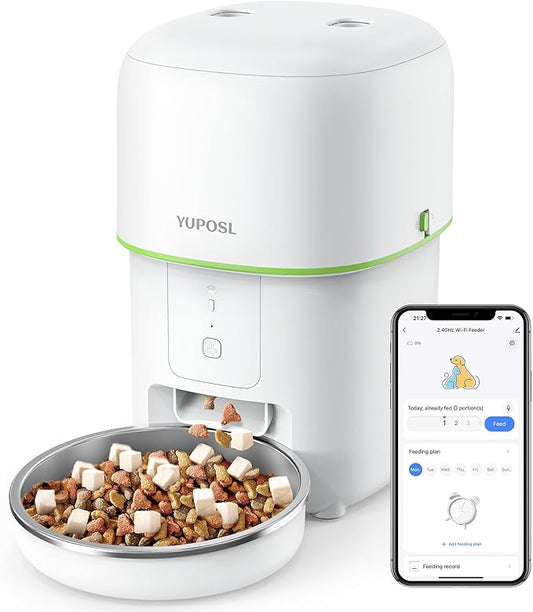 Automatic Cat Feeder WiFi - Easy to Clean 2L/4L WiFi Automatic Cat Feeder for Remote Feeding, Cat Food Dispenser with Lock Feature and Suitable Portion Size, Only 2.4GHz