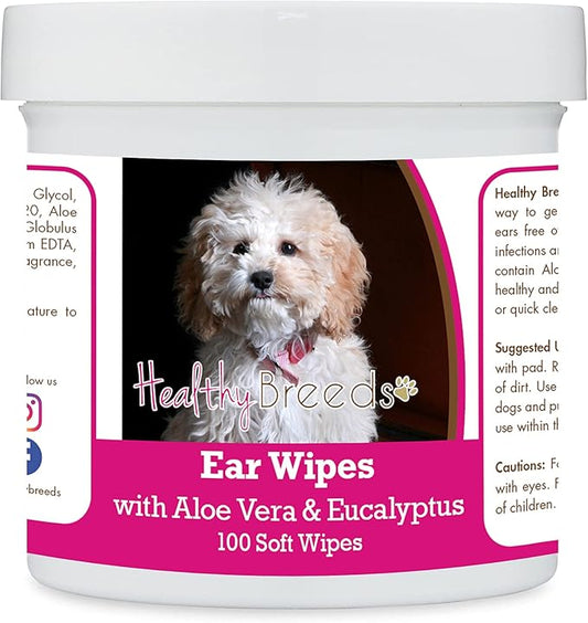 Healthy Breeds Cockapoo Ear Cleaning Wipes with Aloe & Eucalyptus for Dogs 100 Count