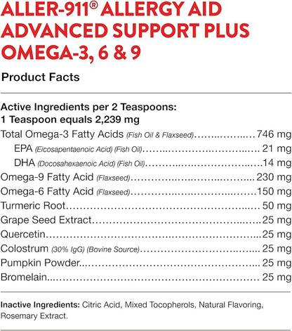NaturVet Aller-911 Advanced Allergy Aid Formula Powder Plus Antioxidants for Dogs and Cats, 9 oz Powder, Made in The USA