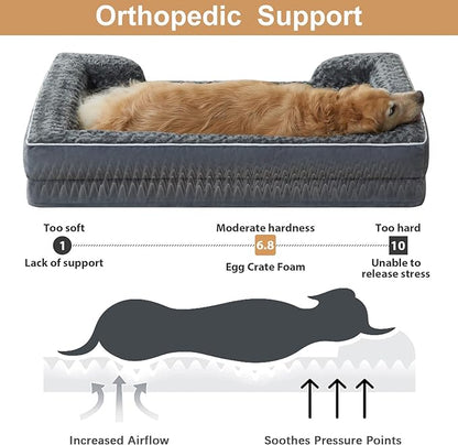 WNPETHOME Waterproof Dog Beds for Large Dogs, Orthopedic XL Dog Bed with Sides, Big Dog Couch Bed with Washable Removable Cover, Pet Bed Sofa with Non-Slip Bottom for Sleeping