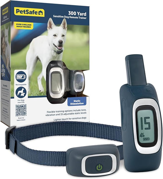 PetSafe 300 Yard Remote Training Collar Smaller Version for Small or Medium Dogs Choose from Tone, Vibration, or 15 Levels of Static Stimulation Medium Range Option for Training Off Leash Dogs