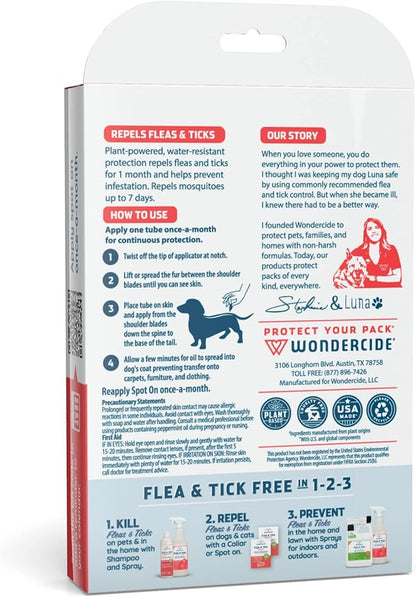 Wondercide - Flea & Tick Dog Spot On - Flea, Tick, and Mosquito Repellent, Prevention for Dogs with Natural Essential Oils - Up to 3 Months Protection - Medium 3 Tubes of 0.10 oz