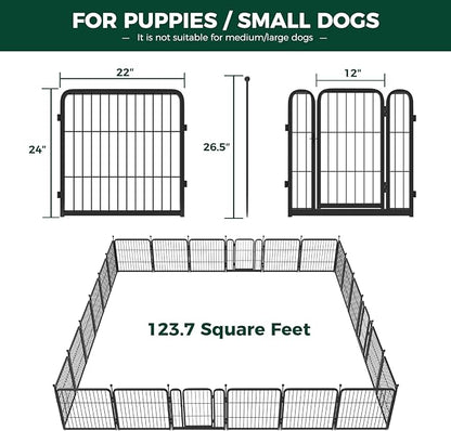 FXW Rollick Dog Playpen for Yard, RV Camping│Patented, 24 inch 24 Panels