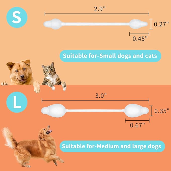 Dog Ear Cleaner Infection Treatment Ear Cleaning Swabs Qtips, Safe Gourd-Shaped Design for Dog and Cat Cleaning, Pet Ear Cleaner Solution, Tools to Prevent Ear Injuries and Irritation-Large