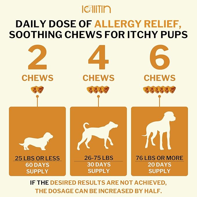 Allergy Relief for Dogs - 120 Chews - Seasonal Allergy, Immune Support, Skin and Coat Health - All Natural, Made in USA