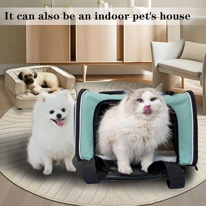 Dog Cat Carrier Pet Carriers for Small Medium Large Cats Dogs Carrier Soft Sided Small Puppy Dog Carrier Portable Foldable Airline Approved Dog Cat Travel Carrier Green Large