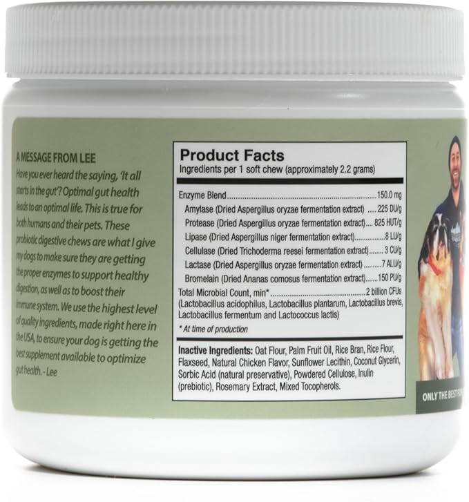 Asher House Wellness | Probiotic Digestive Chew Supplement for Dogs | 2 Billion CFU | Gut Health | Enzymes |
