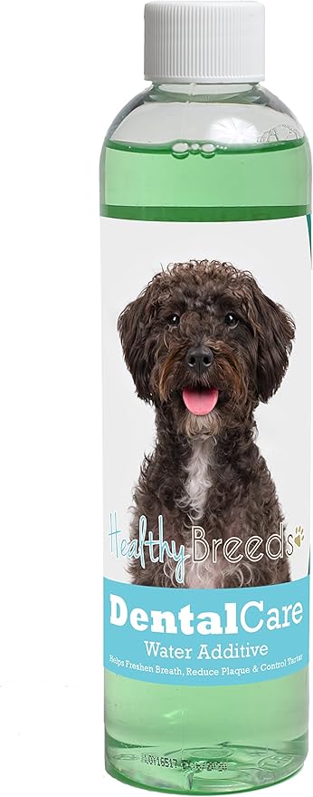 Healthy Breeds Dog Dental Care Water Additive for Schnoodle - Helps Freshen Breath, Reduce Plaque & Control Tartar - Mint Flavor - 8 oz