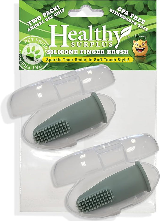 Silicone Finger Brush Toothbrush - Dental Hygiene Toothbrush Solution for Dogs, Cats and Puppies - 1 Pack Containing 2 Dental Care Fingerbrushes for Pets