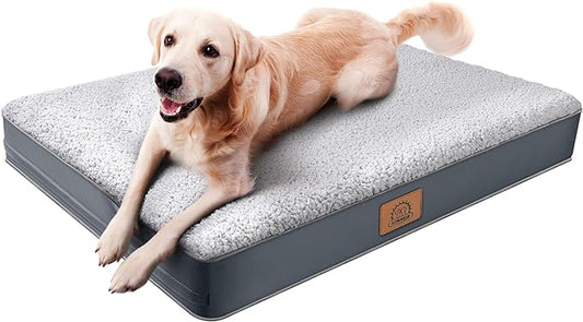 Extra Large Dog Bed XL Orthopedic Dog Bed, Big Dog Bed with Removable Waterproof Cover and Machine Washable Dog Bed, Pet Bed Mat Egg-Crate Foam, XL(41"X27"X3"), Grey