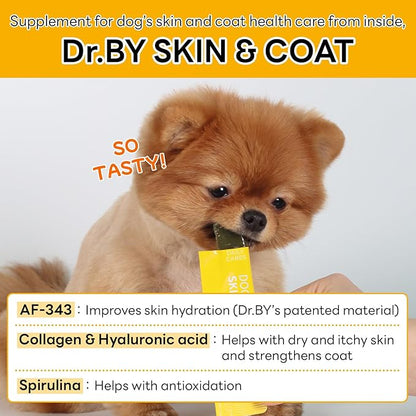 Skin & Coat – Natural Supplement for Dog’s Itch Relief and Shiny Coat with Omega 3 Fish Collagen, Spirulina, Probiotics - 30 Individually Packaged (1 Pack)
