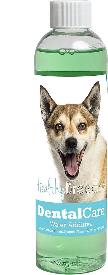 Healthy Breeds Dog Dental Care Water Additive for Norwegian Lundehund - Helps Freshen Breath, Reduce Plaque & Control Tartar - Mint Flavor - 8 oz