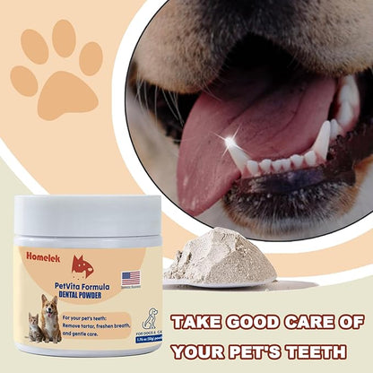 Dental Powder - Large Dog Breath Freshener, Teeth Cleaning, Solves Tartar & Bad Breath for Dog and Cat.