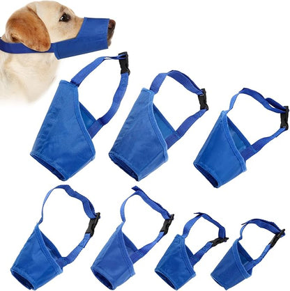 Dog Muzzles Suit, 7 PCS Adjustable Breathable Safety Small Medium Large Dogs, Dog Muzzle Mouth Cover for Anti-Biting Anti-Barking Anti-Chewing Safety Protection(Blue)