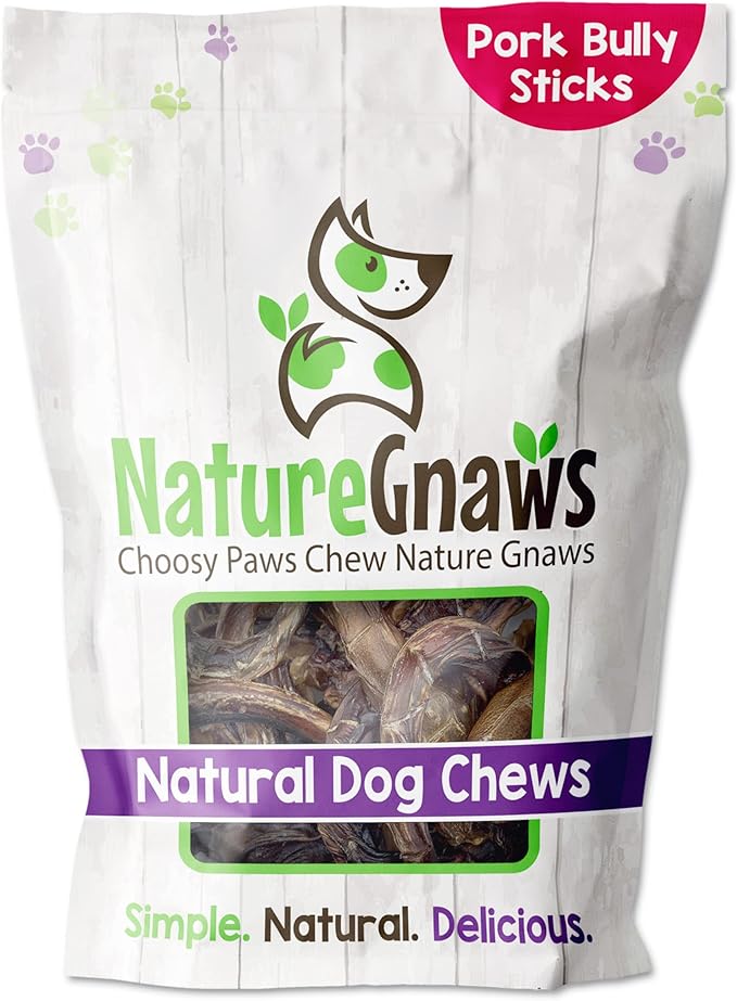 Nature Gnaws - Pork Bully Stick Pretzels for Dogs - Premium Natural Pork Dental Chews - Jerky Treats for Puppies and Small Breeds - Rawhide Free