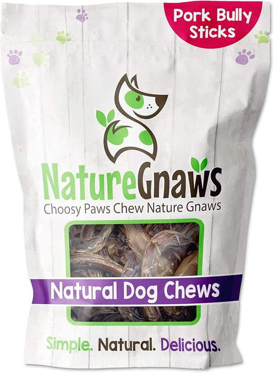 Nature Gnaws - Pork Bully Stick Pretzels for Dogs - Premium Natural Pork Dental Chews - Jerky Treats for Puppies and Small Breeds - Rawhide Free