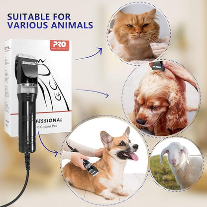 Professional Dog Grooming Clippers for Thick Coat - Sheep Shears for Dogs with Thick Hair – Pet Grooming Clippers for Cats, Sheeps, Horse (Black)