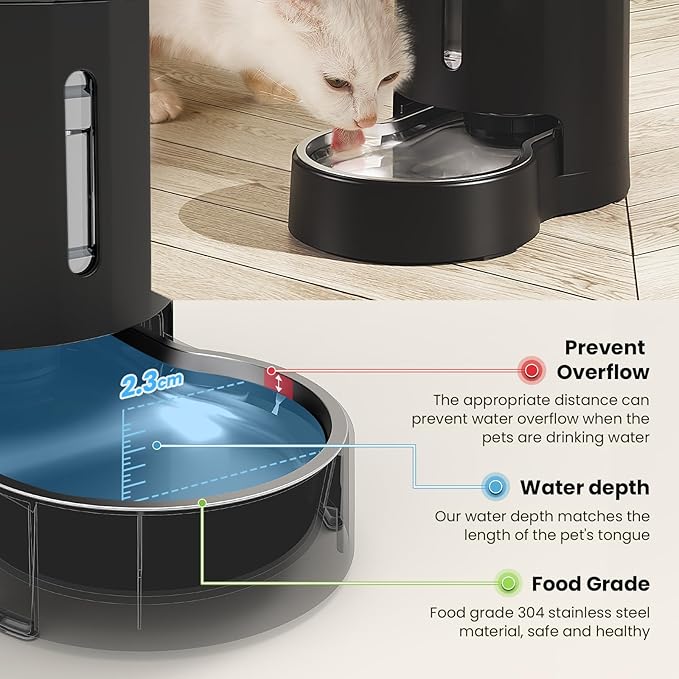CZPET Dog Water Bowl Dispenser, 4L/1Gal/135Oz Stainless Steel Bowl, Automatic Gravity Cat Water Dispenser, Cat Water Bowl, Safe and Unplugged for Cat Dog