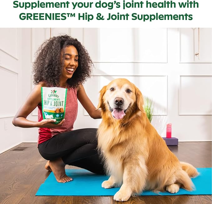 GREENIES Supplements Hip & Joint Supplements for Dogs With Glucosamine and Chondroitin, 30 Count Chicken-Flavor Soft Chews Dog Joint Supplements