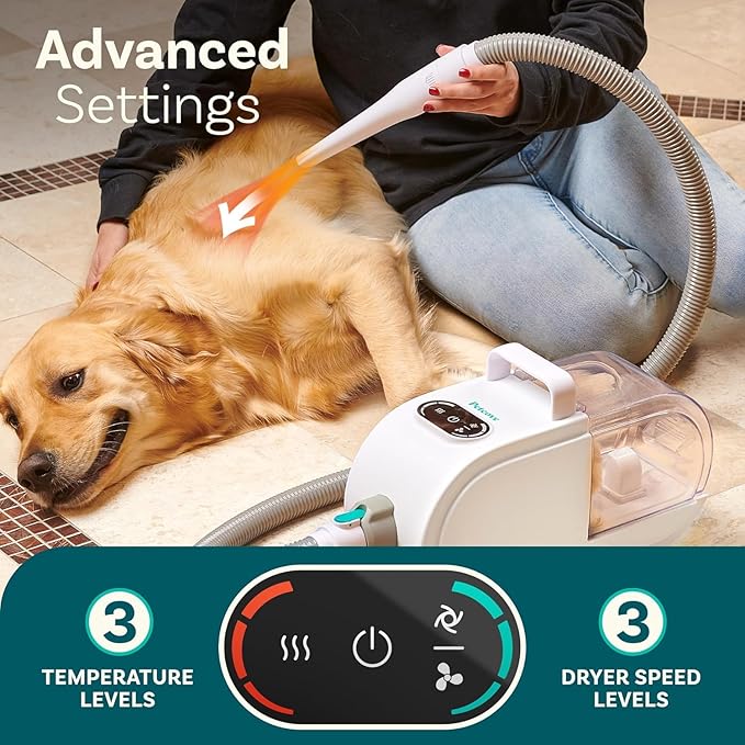 7 in-1 Dog Grooming Kit And Dog Hair Dryer, 60db low Noise Dog Grooming Vacuum, Pet Vacuum Grooming Kit, Dog Hair Vacuum, Dog Hair Dryer, Pet Dryer, Dog Blow Dryer, Cat Grooming Kit