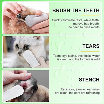 Dental Care Finger Wipes for Dogs, 50Pcs Teeth Cleaning Wipes for Dogs & Cats, Reduces Plaque, Tartar & Freshen Breath, No-Rinse Dog Finger Toothbrush, 50 Counts Disposable Wipes