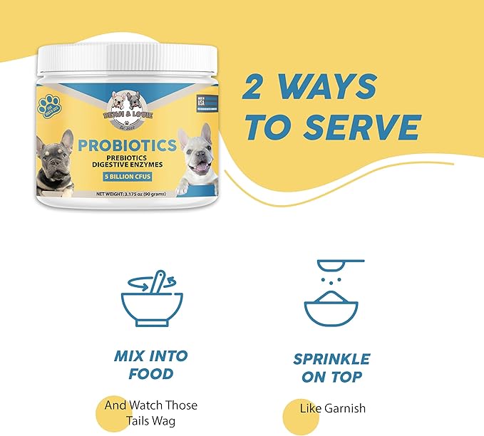 Dog Probiotics, Cat Probiotics, Probiotics for Dogs, Probiotics for Cat, 5 Billion CFUs + Prebiotics + Digestive Enzymes for Digestive Health & Immune Support, Skin & Coat, Dog Probiotic, 90 Grams